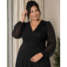 Rochie Ocazie, Sabina, culoare negru, Bust Paietat și Fustă din Voal Vaporos