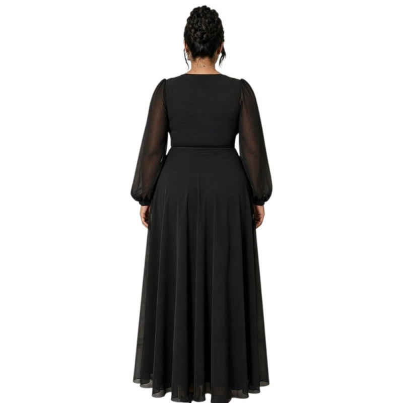 Rochie Ocazie, Sabina, culoare negru, Bust Paietat și Fustă din Voal Vaporos