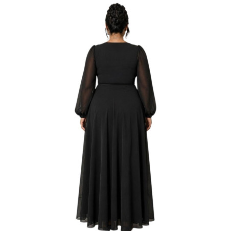 Rochie Ocazie, Sabina, culoare negru, Bust Paietat și Fustă din Voal Vaporos