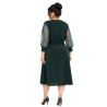 Anabela, Rochie elegantă de ocazie cloș cu decolteu petrecut, cordon în talie și fir sclipitor, culoare verde