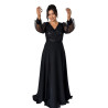 Rochie lunga de seara, Aria, culoare negru cu paiete și maneci din tulle
