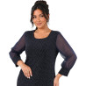 Loredana, Rochie eleganta dreapta midi cu maneci din voal, culoare bleumarim, marimi mari