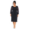 Loredana, Rochie eleganta dreapta midi cu maneci din voal, culoare bleumarim, marimi mari