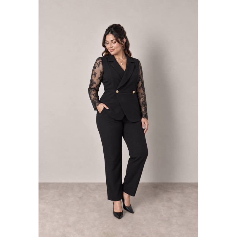 Adela, Compleu dama, 2 piese, sacou si pantaloni, maneci din dantela și nasturi aurii