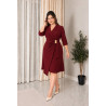 Melania, Rochie eleganta midi de tip sacou cu croi petrecut, drapaj lateral și catarama aurie, culoare bordo