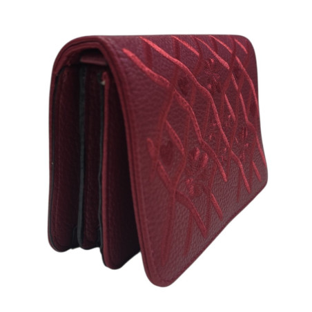 Geantă mică plic / Poșetă de umăr din piele ecologică texturată cu broderie geometrică
