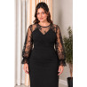Isadora, Rochie eleganta, Neagra, cu Detalii din Dantela si slit Lateral