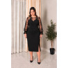 Isadora, Rochie eleganta, Neagra, cu Detalii din Dantela si slit Lateral