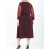 Anabela, Rochie eleganta de ocazie clos cu decolteu petrecut, cordon în talie ai fir sclipitor, culoare bordo