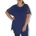 Bluza tip tricou Ionela, model 2, de vara, pentru femei, marime mare, culoare bleumarin
