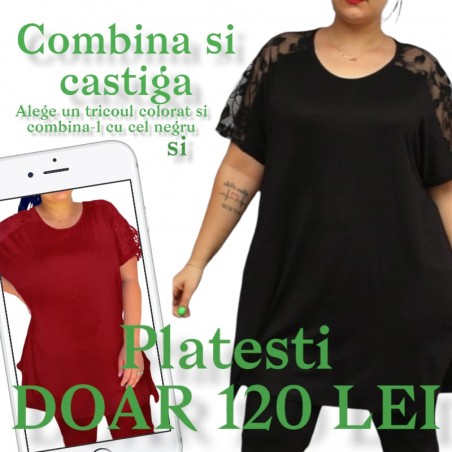Bluza Ionela, model 2, pachet 2 culori: negru si grena, de vara, pentru femei, marimi mari Acum la 169,00 lei Livrare 24-48 d...
