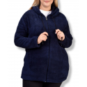 Jacheta stil hanorac cocolino, pentru dama, culoare bleumarin, inchidere cu fermoar, buzunare laterale