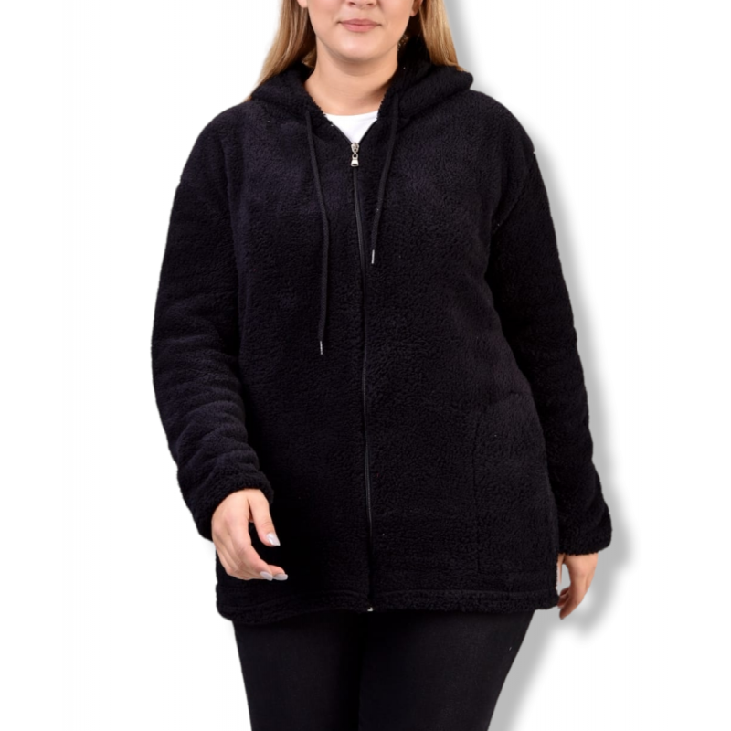 Jacheta stil hanorac cocolino, pentru dama, culoare negru, inchidere cu fermoar, buzunare laterale Acum la 139,00 lei Livrare...