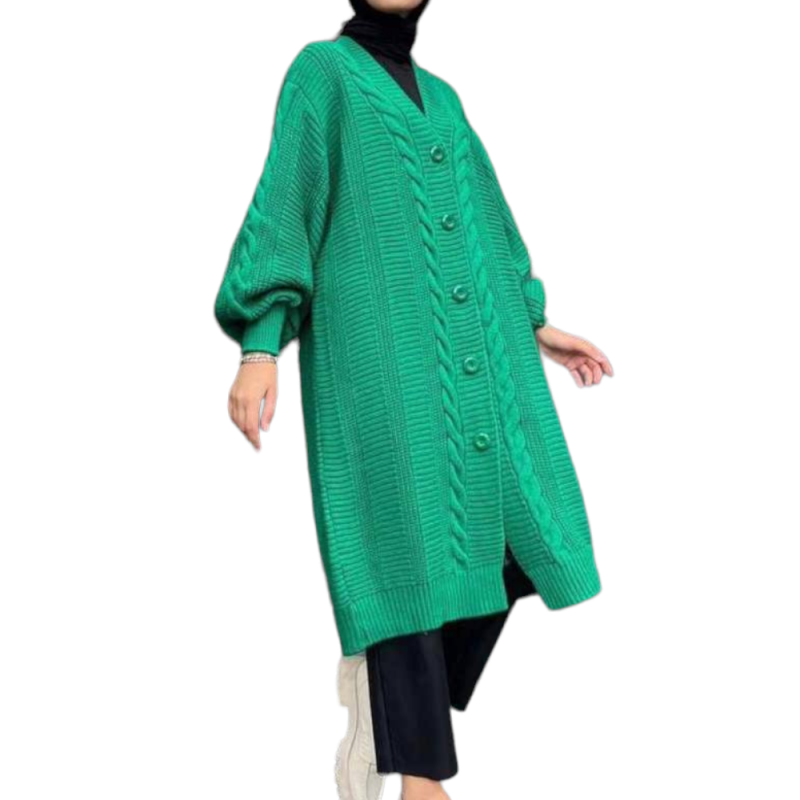 Jacheta Emy, tip Cardigan tricotat pentru femei, culoare verde, oversize, marime mare, inchidere cu nasturi Acum la 159,00 le...