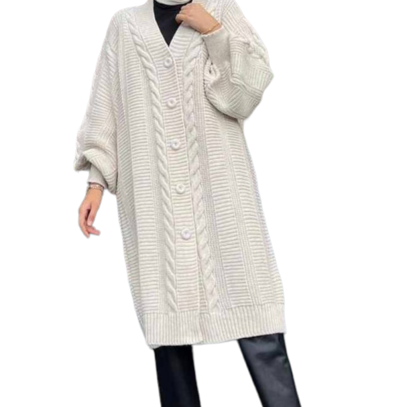 Jacheta Emy, tip Cardigan tricotat pentru femei, culoare alb, oversize, marime mare, inchidere cu nasturi Acum la 189,00Â lei ...