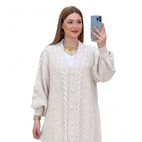 Jacheta Emy, tip Cardigan tricotat pentru femei, culoare alb, oversize, marime mare, inchidere cu nasturi Acum la 189,00 lei ...